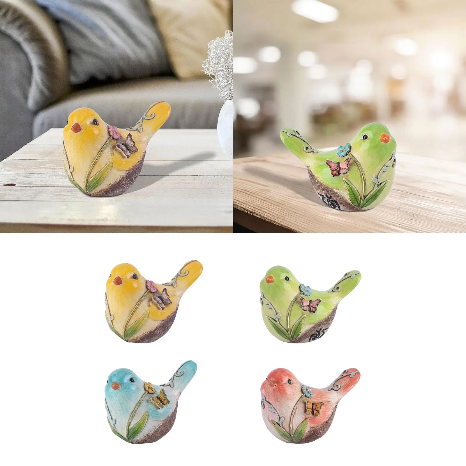 

Animals Miniature Figurines Small Bird Figures Sculpture Mini Cute Bird Resin Bird Statue for Home Living Room Office Yard Decor