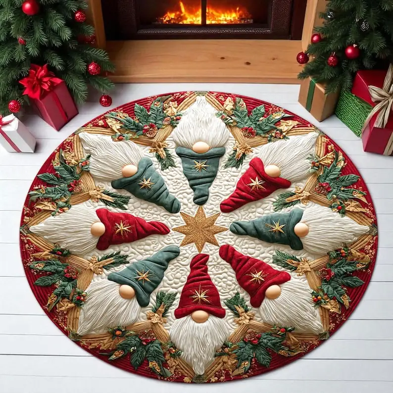 

Круглый коврик с рождественским гномом, скандинавский праздничный напольный коврик, праздничный зимний ковер, скандинавский рождественский коврик для гостиной