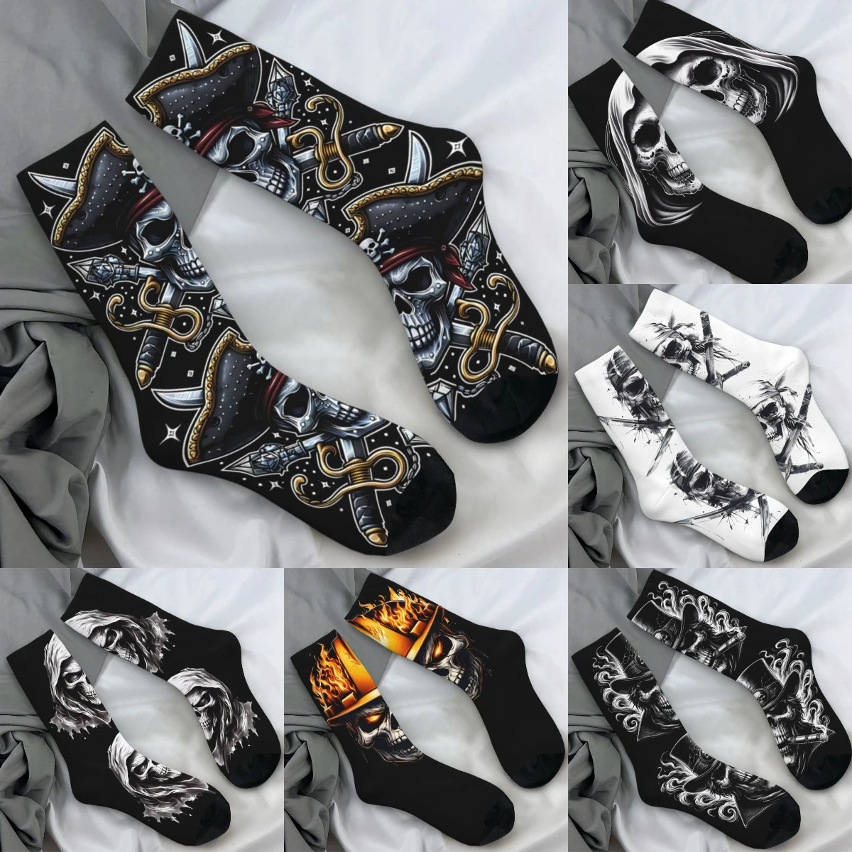 

Скелет Пиратский капитан Пугало Крест Бог Мужчины Женщины Носки Ветрозащитные Новинка Весна Лето Осень Зима Чулки Подарок