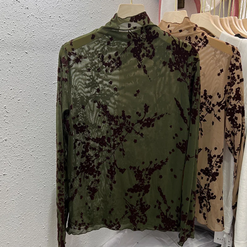 Blusen Frauen Heißer Verkauf Dünne Innen Herbst Vintage Koreanischen Stil Langarm Einfache Weibliche Druck Harajuku Tops Atmungs Hipster