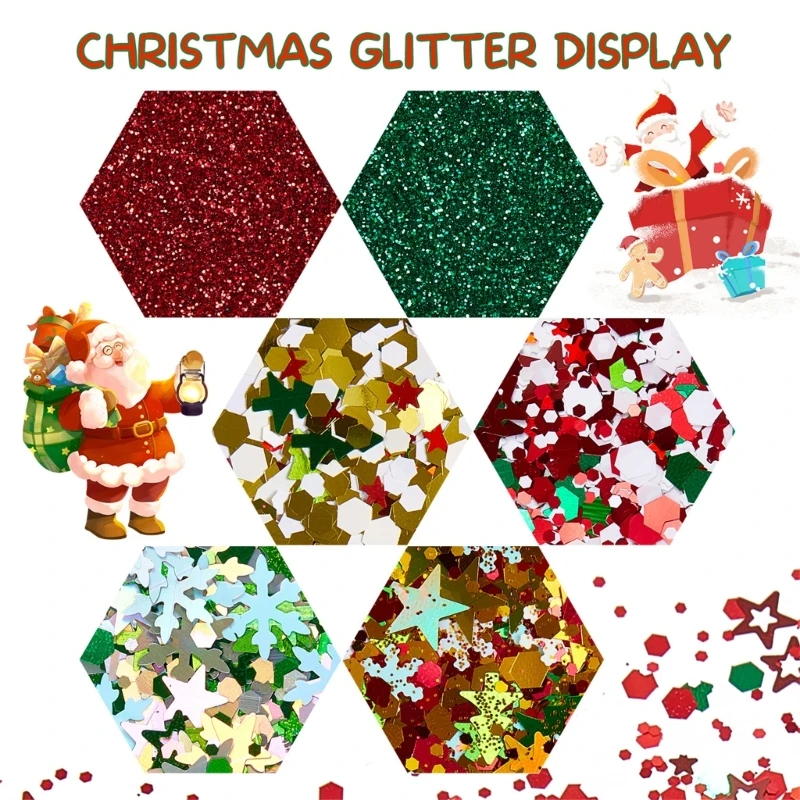 Christmas Snowflake Craft Sequins Artistic 50g Snowflake Sand Unique Sequins Glues for Model Making and Gifts 40GB