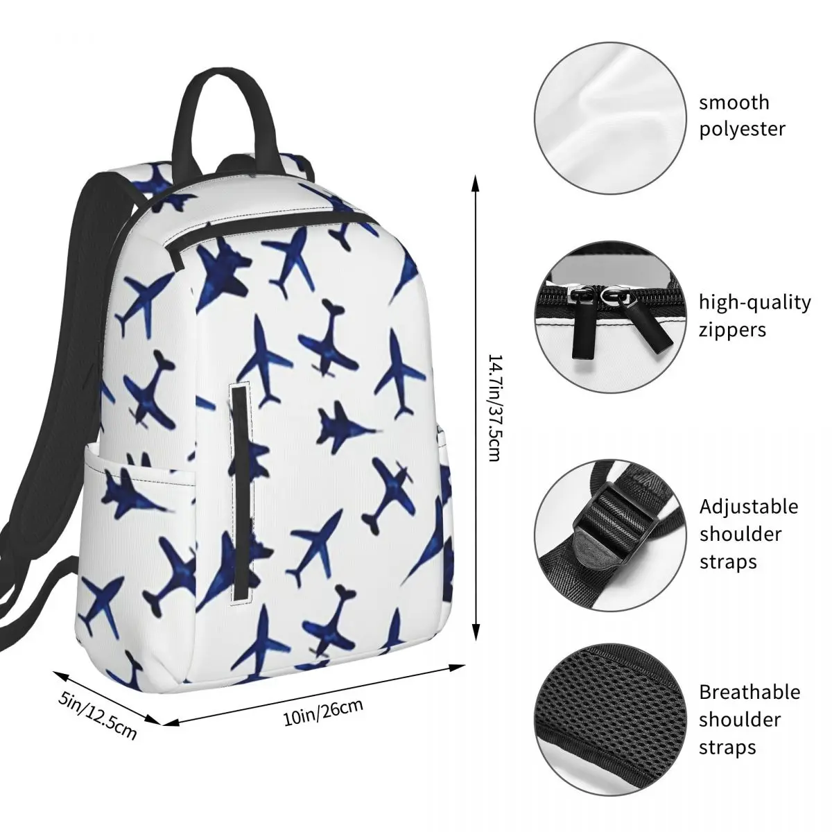 Random Airplanes Pattern Aviation Fighter Pilot Backpack Student BookBag Kids School Bag Computer Shoulder Bags Boys Girls