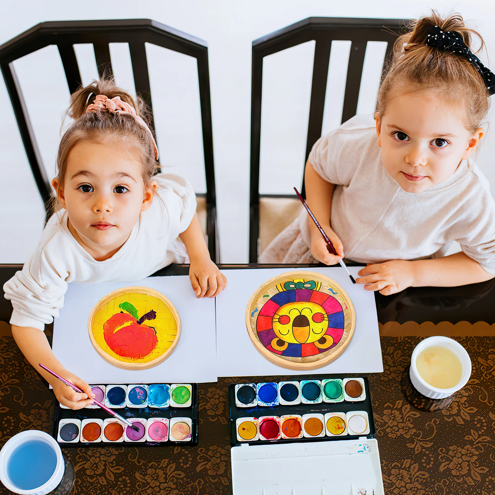 

4pcs Bamboo Weaving Storage Plate 12Inch Handmade Drawing Dustpan For Home Decor Craft Organizer Basket Utility Tray