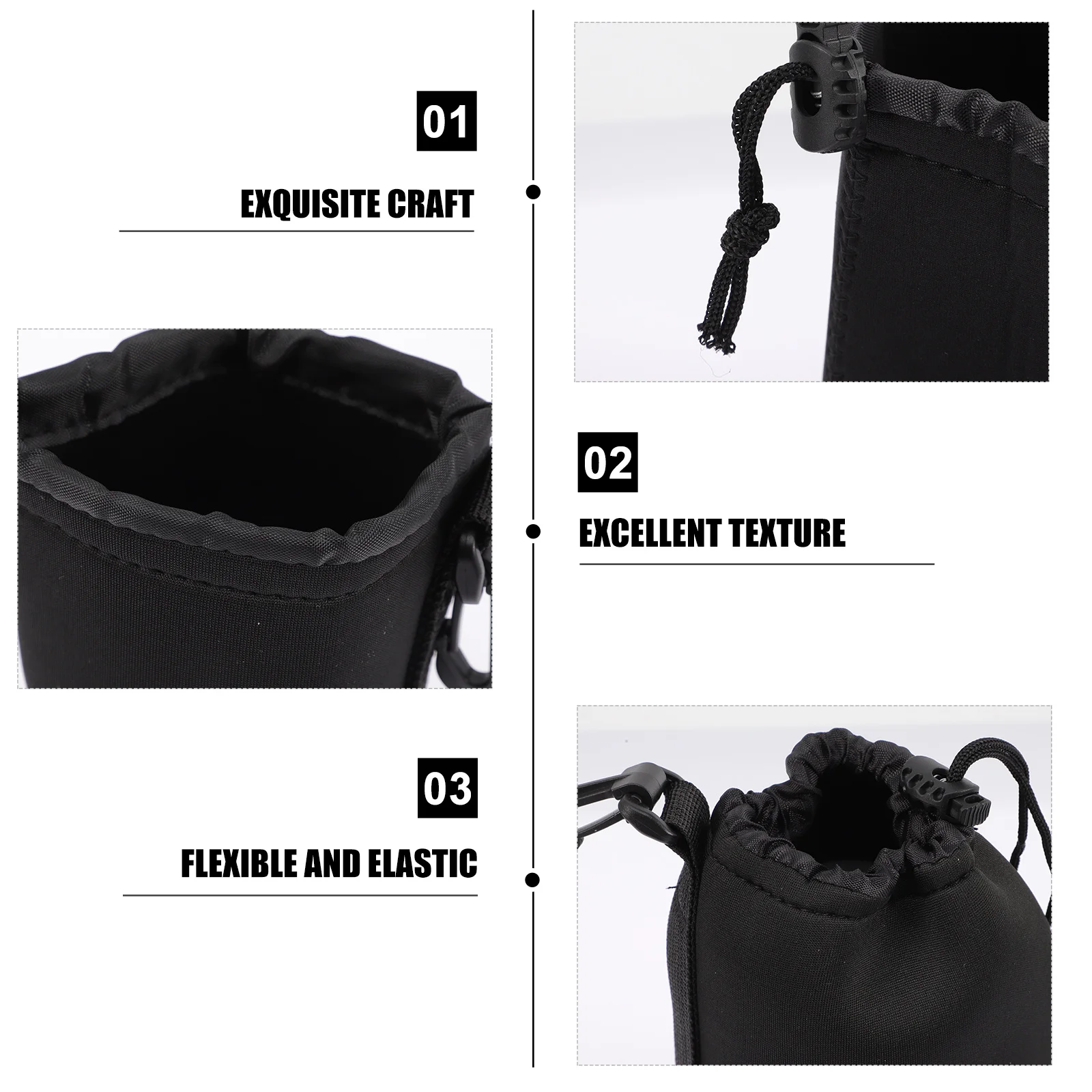 

4Pcs Camera Lens Protector Bags Neoprene Waterproof Lens Pouches for Dslr Cameras Dustproof Shockproof Case