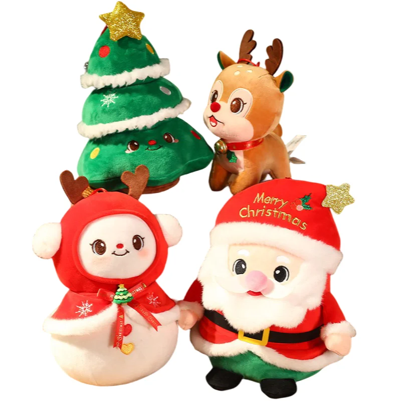 

New Funny Creative Christmas Series Apple Deer Tree Snowman Soft Plush Toys Sofa Decoration Girls Kids Birthday Festival Present