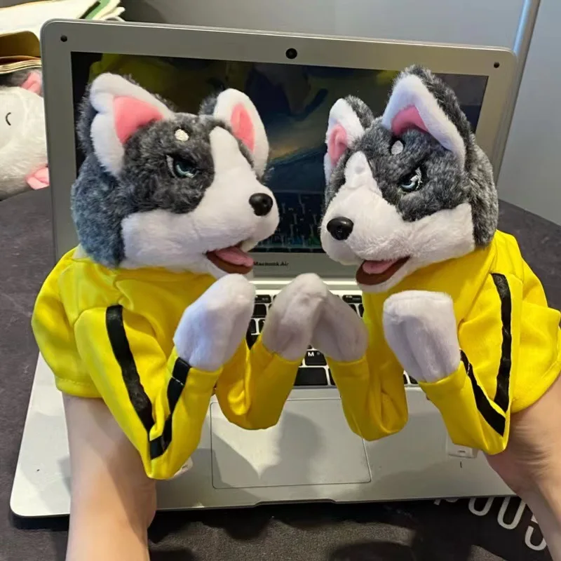 Neue Husky Interaktive Puppetry Schömischen Boxen Hund Puppe Cartoon Plüsch Spielzeug Kreative Kinder Geschenk Mädchen
