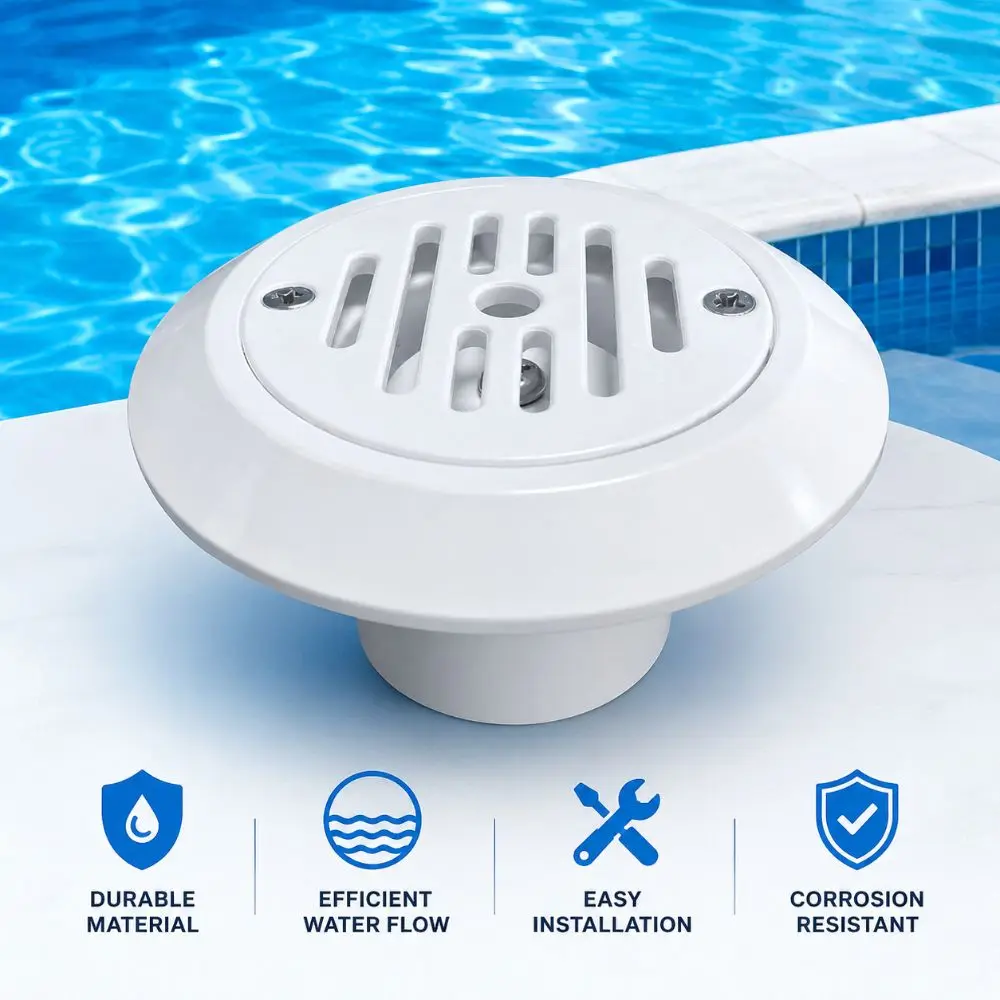 Portable SP1424 Pool Water Outlet ABS 1.5in 2in Pool Inlet Fitting White Pool Drain