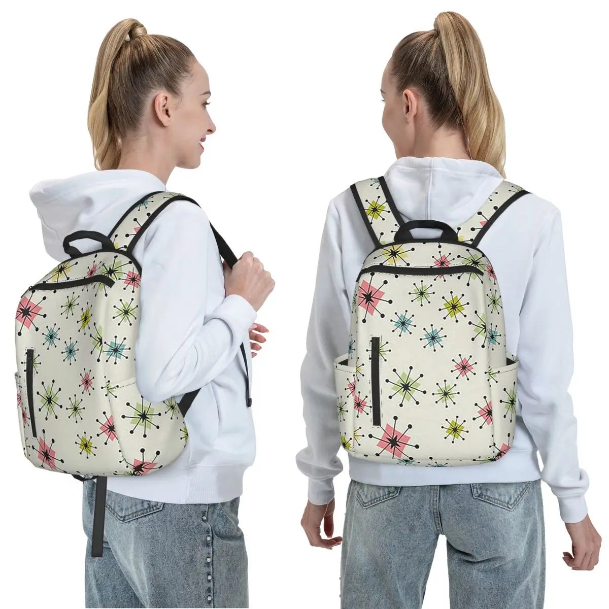 Atomic Era Graphic Backpack Daypack Large Capacity Kids BookBag School Bag Shoulder Bags for Men Women