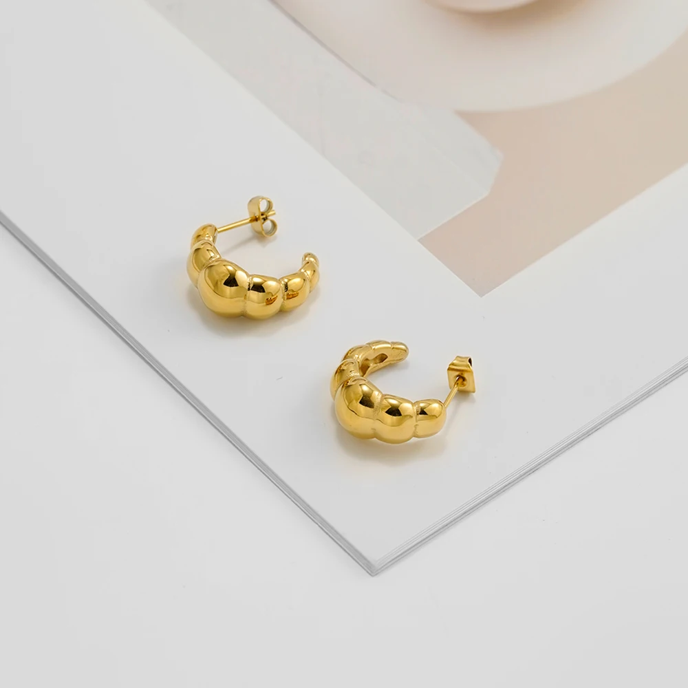 

ENFASHION Aretes De Mujer серьги-гвоздики с круассанами для женщин, нержавеющая сталь, 18-каратное золото, модные ювелирные изделия для улицы E1804