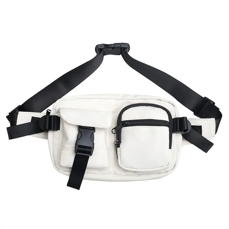 Minimalist Fanny Pack Multi-Pocket Black Men's Handsome Chest Bag Large Capacity Multi-pocket Crossbody bags Mobile Phone Summe