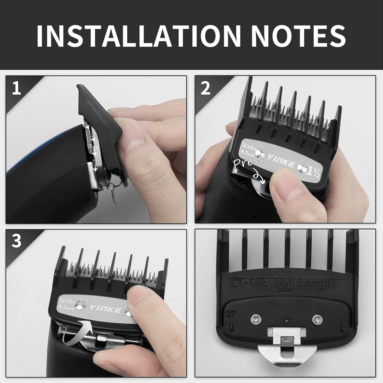 Professional Hair Clipper Limit Guide Comb Fits With Wahl Trimmer, Universal Durable Barber Haircut Tool Clipper Guard Combs