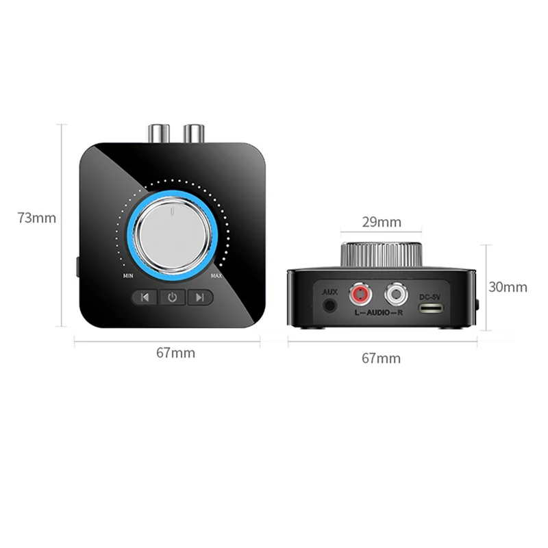AA08-1 Set Adattatore Bluetooth Trasmettitore ricevitore audio Bluetooth 5.0 Convertitore adattatore audio AUX 2 In1