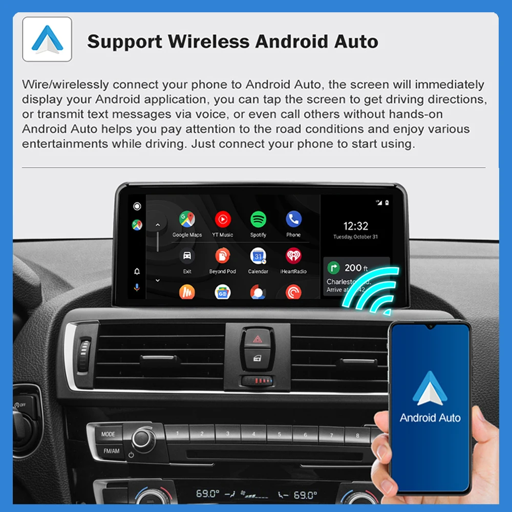 AUTOTOP-Carplay inalámbrico con pantalla Linux de 10,25 pulgadas para BMW, reproductor Multimedia con Android, BT, para BMW F30, F31, F32, F33, F34, F35, F20, F21, F22, NBT 5