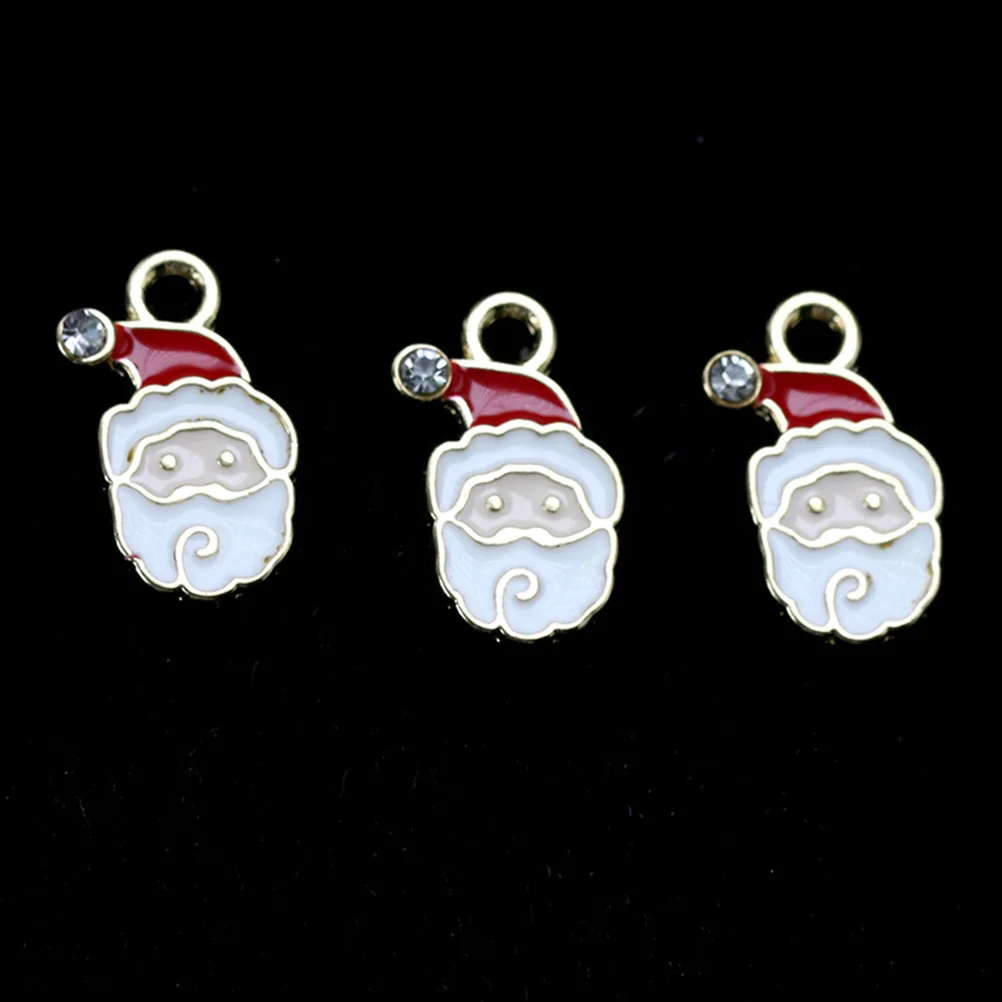 

10pcs Santa Claus Headdress Alloy Pendant Charms Unique Shape Diy Jewelry Making Crafts Christmas Decor Necklace Bracelet