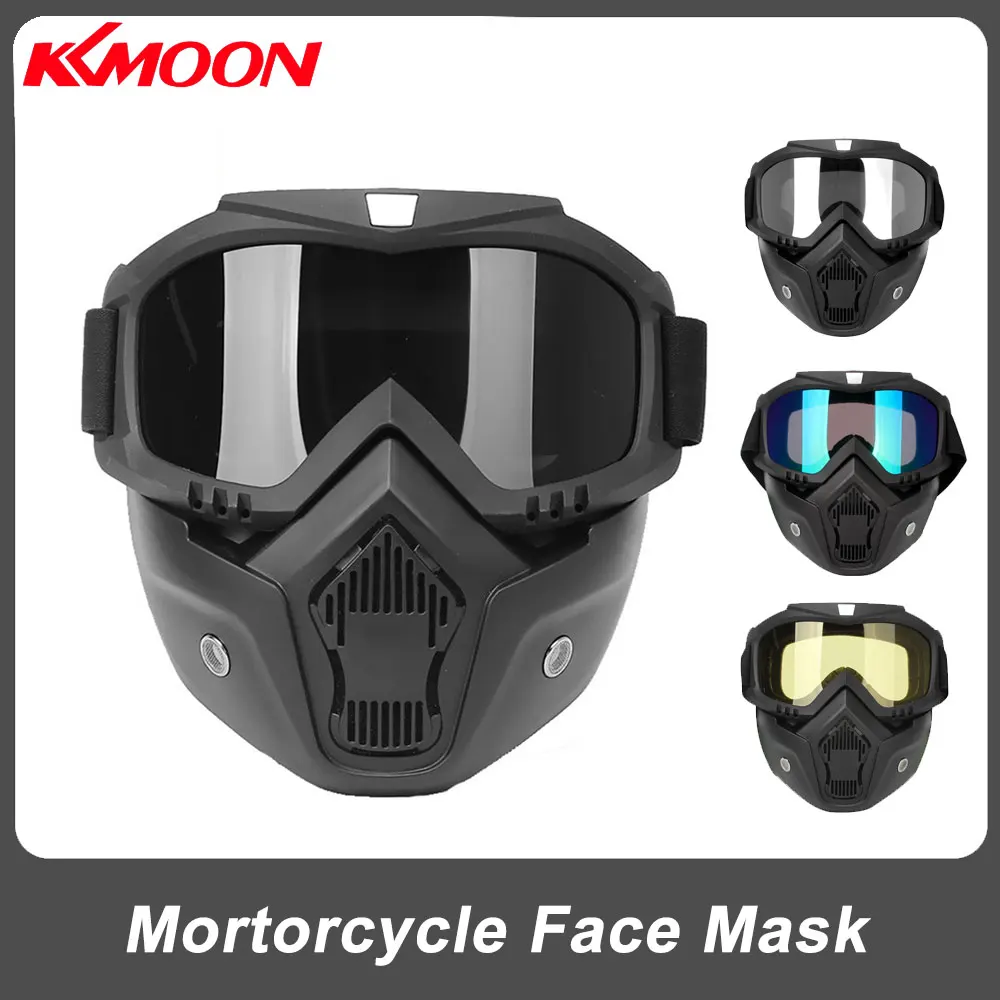 

Mortorcycle Face Mask High-definition Goggles with Mouth Filter for Open Face Helmet Motocross Eye Face Protector