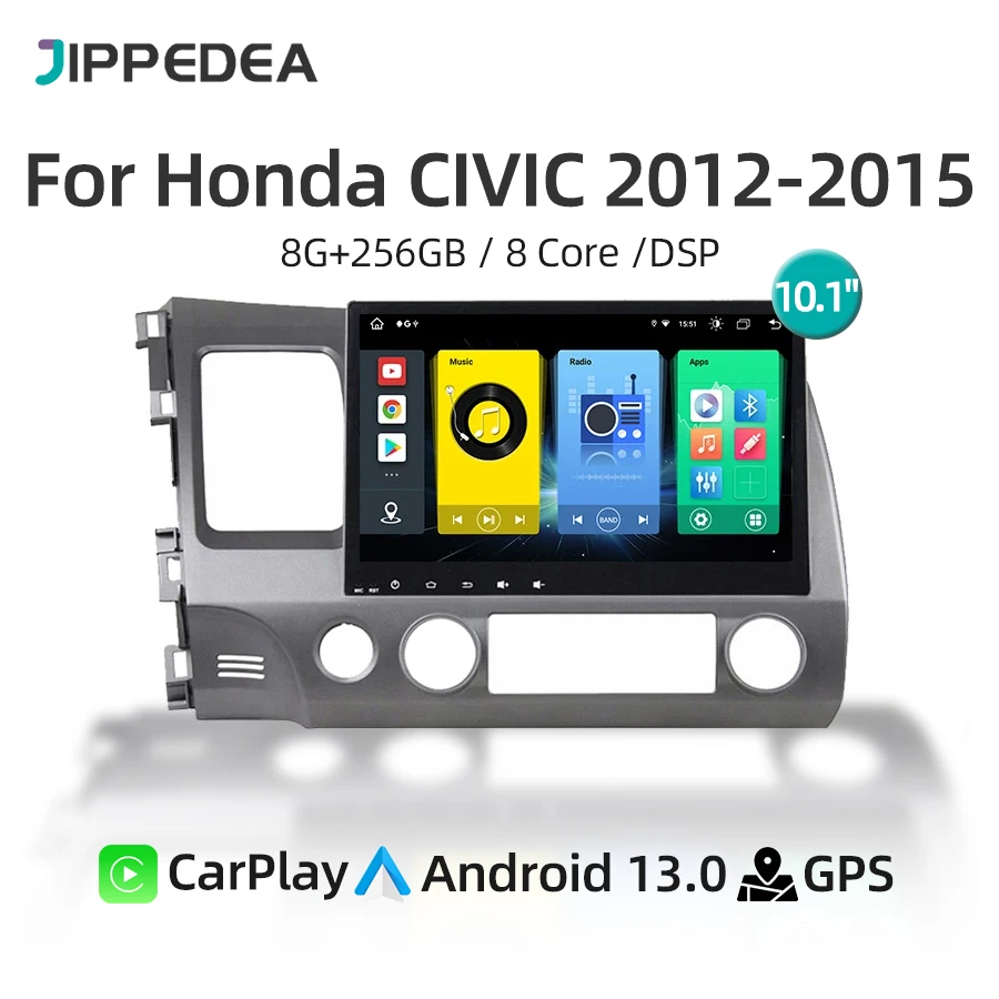

8G 256G CarPlay Android 13.0 Автомобильный мультимедийный плеер GPS-навигация 4G LTE WiFi Bluetooth RDS Автомобильное радио для Honda CIVIC 2006-2011