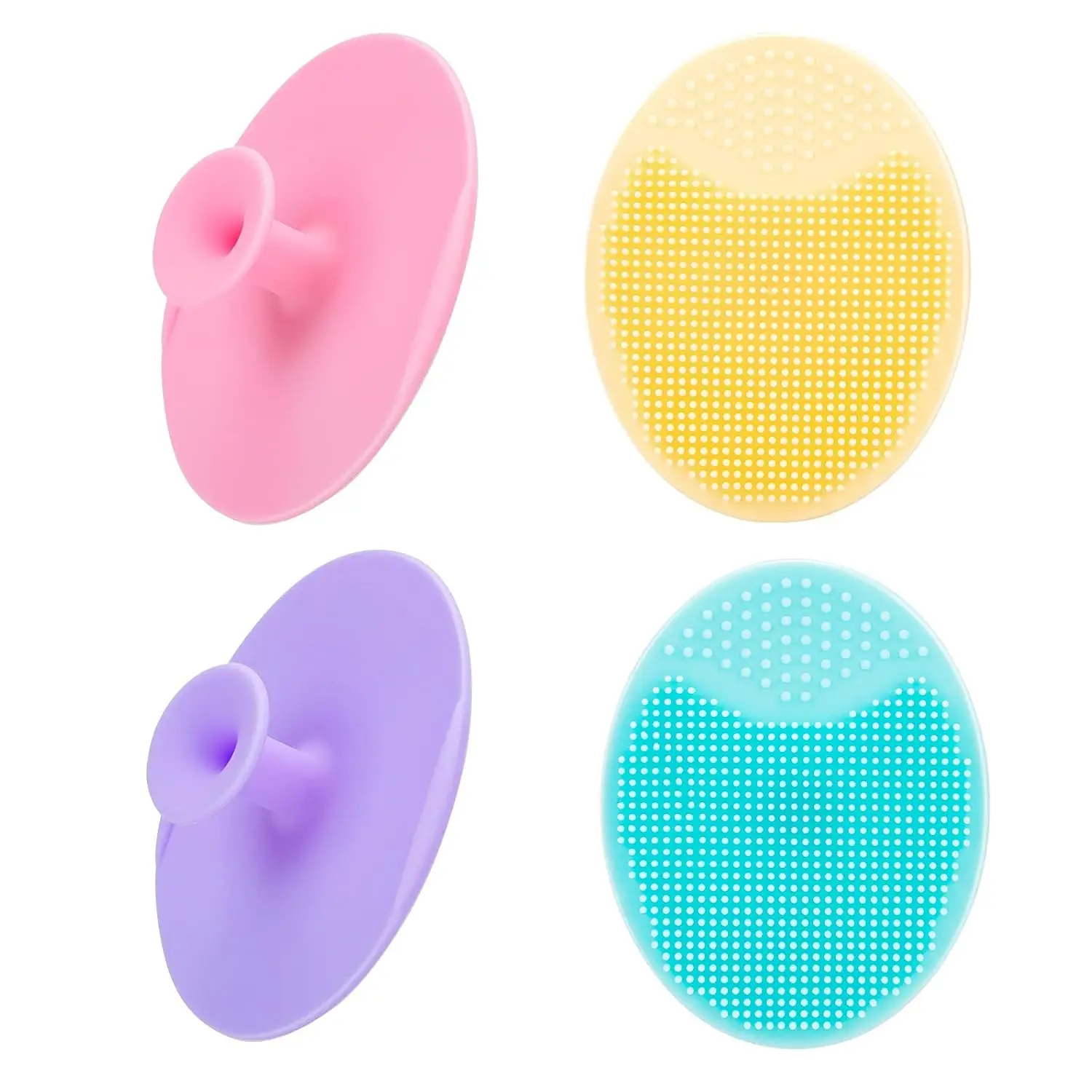 

4 Pack Face Scrubber, Soft Silicone Facial Cleansing Brush Face Exfoliator Blackhead Acne Pore Pad Cradle Face Wash Brush for D