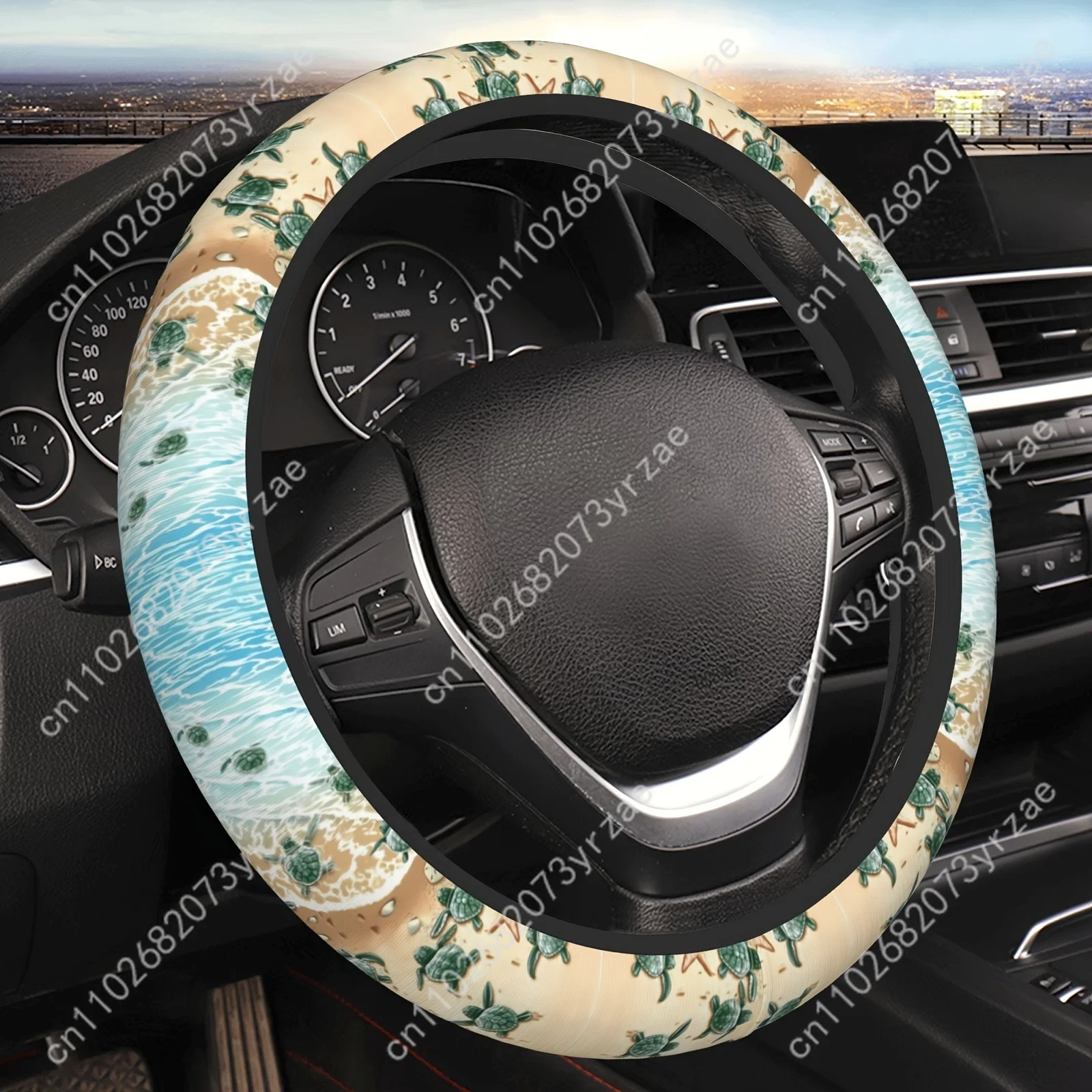

Beach Turtle Car Steering Wheels Cover Universal Type Environmental Friendly Comfortablenon-slip Breathable Steering Wheel Wrap