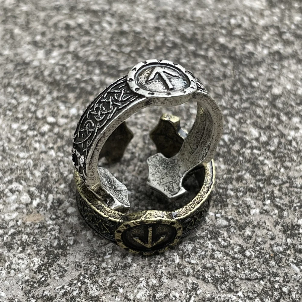Nostalgia Viking Runes TIWAZ Sowilo Finger Open Ring Gothic Adjustable Rings For Women Men Accessories
