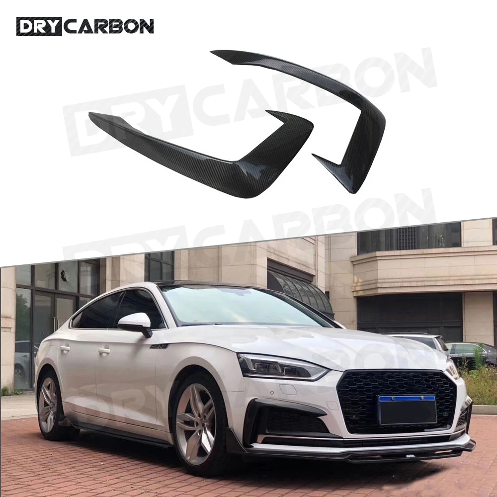 Carbon Fiber Car Fog Light Lamp Canards Splitters Fins Car Accessories For Audi A5 Sline S5 Car Front Splitters Canards FRP