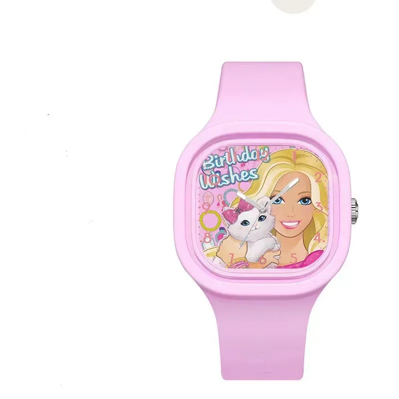 Kawaii Barbie Pattern Quartz Wrist Watch Cartoon for Girl Children Belt Wristband Clock Decoration Student Accessories Kid Gift