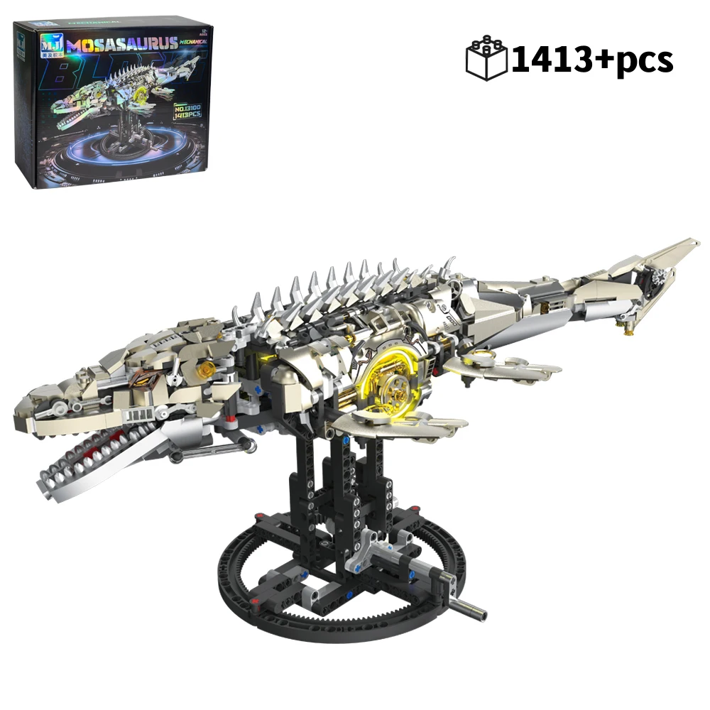 DIY Mechanische Mosasaurus Modell Sea Dragon Bausteine MOC verknüpfung Montage Ziegel Modelle geburtstag Weihnachten geschenke1413 stücke