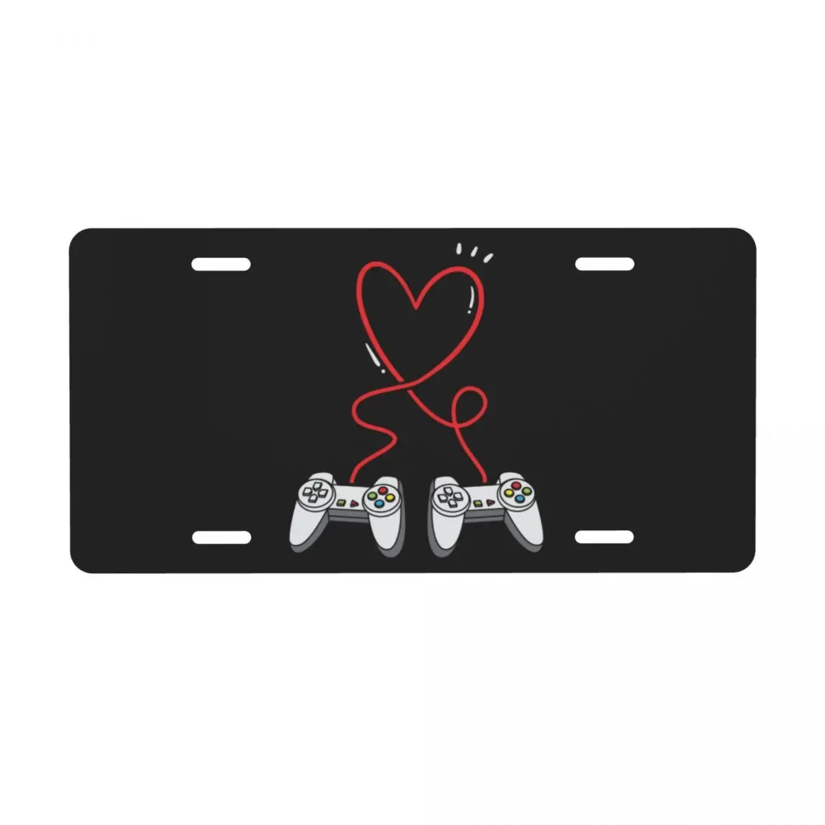 Nostalgia Gamer Controller Heart License Plate Cover Custom Geek Aluminum Metal Decorative Car Front License Plate Vanity Tag