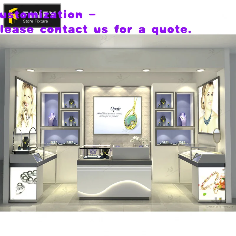 custom.Modern Jewelry Shop Interior Design Jewellery Store Decorate Glass Watch Display Cabinet Showcase Jewelry Showroom