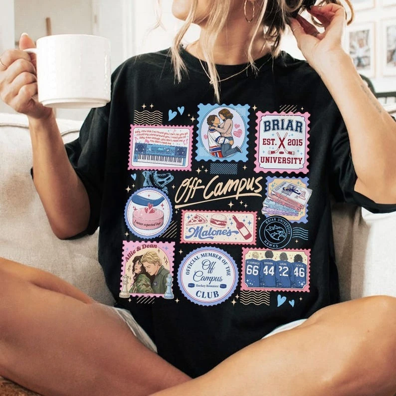 Off Campus Hockey Stamps Hockey Romance Series Graphic Cotton T-shirt Men Women Harajuku Y2K T-shirt Trendy Streetwear Tee Tops