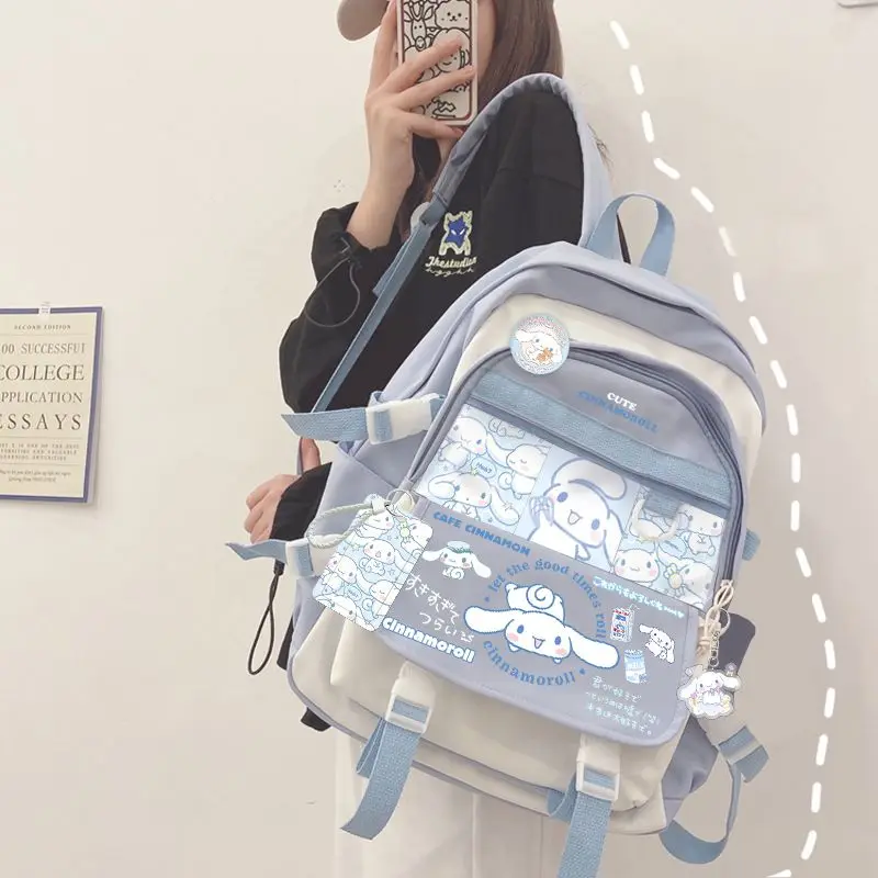 Sanrio Jade Hanging Dog Schoolbag, grande capacidade, leve Ins Mori mochila, todos os jogos de moda unissex, novo