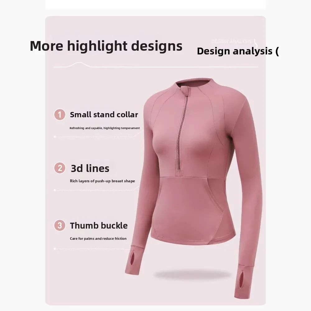 جديد 2025 لولو نصف سحاب تنفس الوقوف طوق اليوغا رياضية سليم صالح خفيفة الوزن ركوب الدراجات سترة للنساء الصيف رقيقة #3