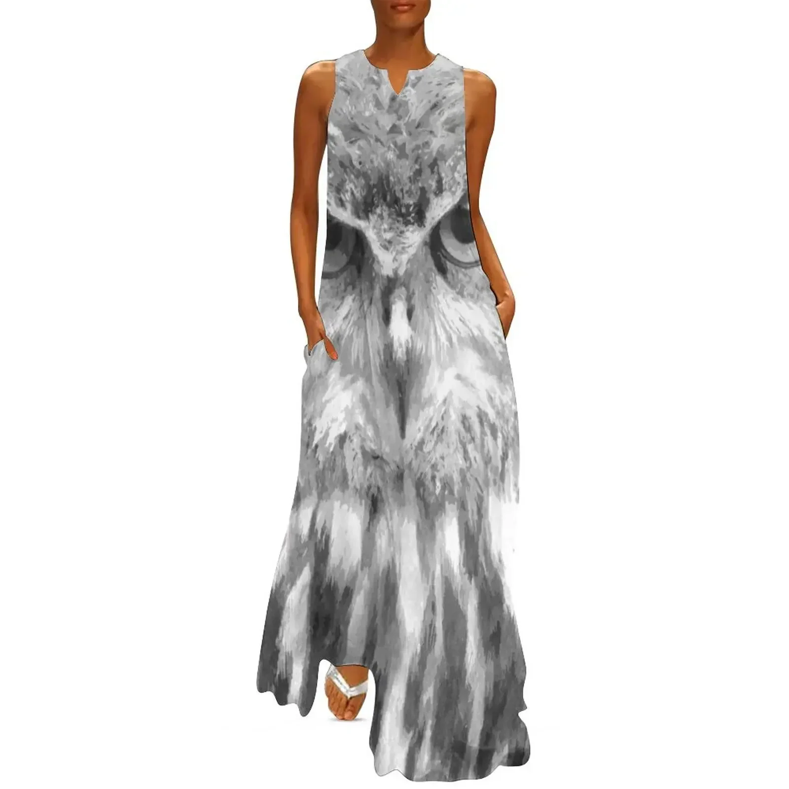 

Black and White Owl Long Dress luxury woman evening dress cute dress evening