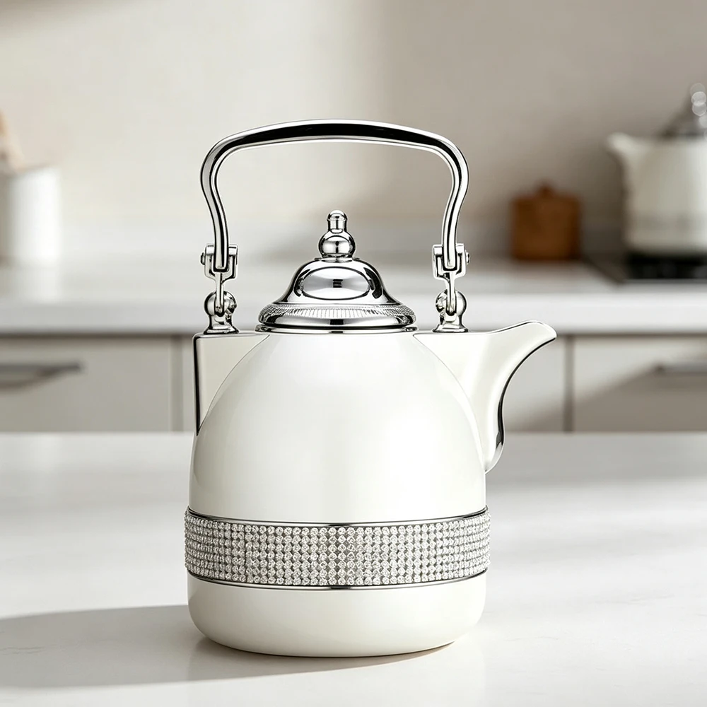 1L, Classic European Style Vacuum Insulated Pitcher, Luxury Glass Inner Liner Coffee Carafe, Large Capacity Thermal Water Jug