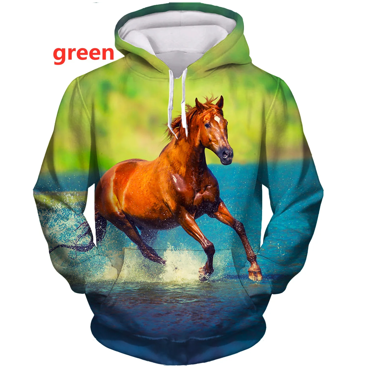 Sudaderas con capucha con estampado 3D de caballo para hombres y mujeres, suéteres casuales, ropa de calle de dibujos animados, Sudaderas con