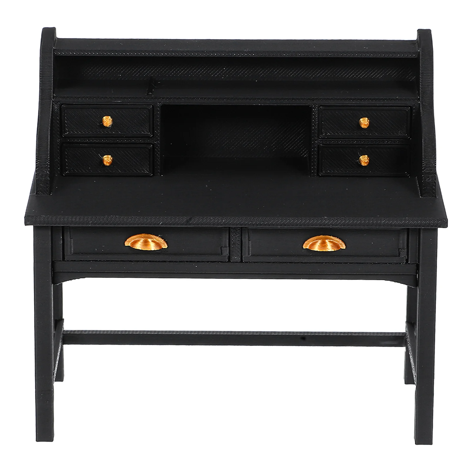 Mesa de casa de bonecas em miniatura, escala 1:12, com gaveta, detalhamento realista para estudo, biblioteca, cena, configuração de jogo de simulação