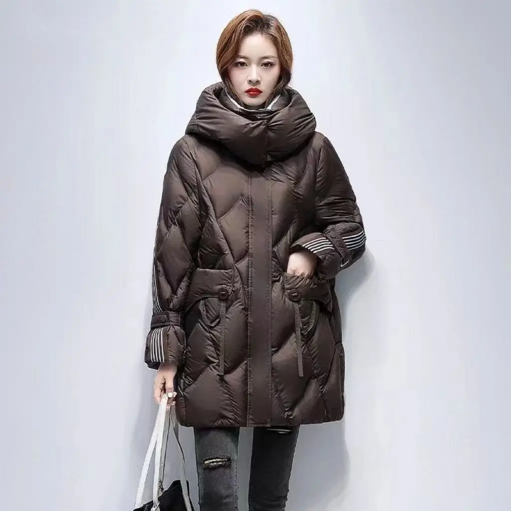 New Autumn Winter Warm Women's Down Cotton Coat Long Thick Padded Jacket Female Detachable Hooded Parker Cotton Clothes