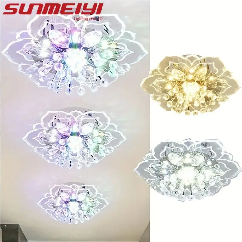 Modern Crystal Petals LED Ceiling Lights For Aisle Hallway Corridor Stairway Villa Gallery Kitchen Coffee Bar Indoor Lights