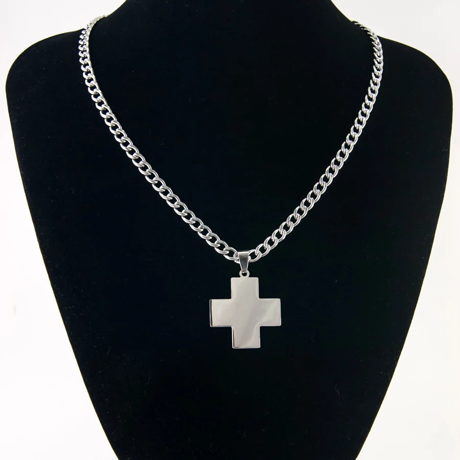 Anime Evangelion Necklace EVA Katsuragi Misato Stainless Steel Cross Pendant Necklace Men Women Fashion Jewelry Gifts