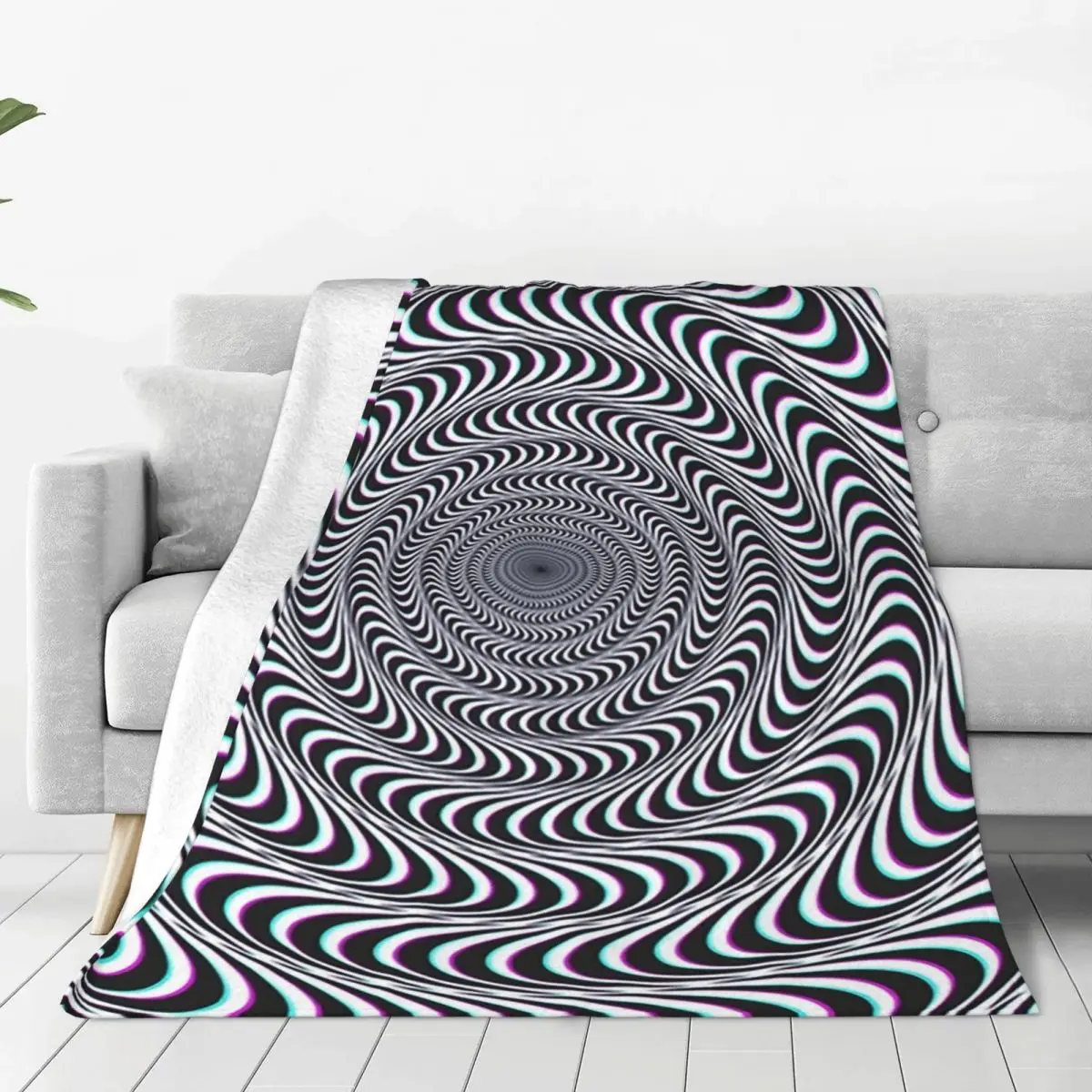 Amazing Hypnotic Optical Illusion Hypnotic Psychedelic Spiral Blankets Flannel Throw Blanket Bedding for Bed Travel Home Couch