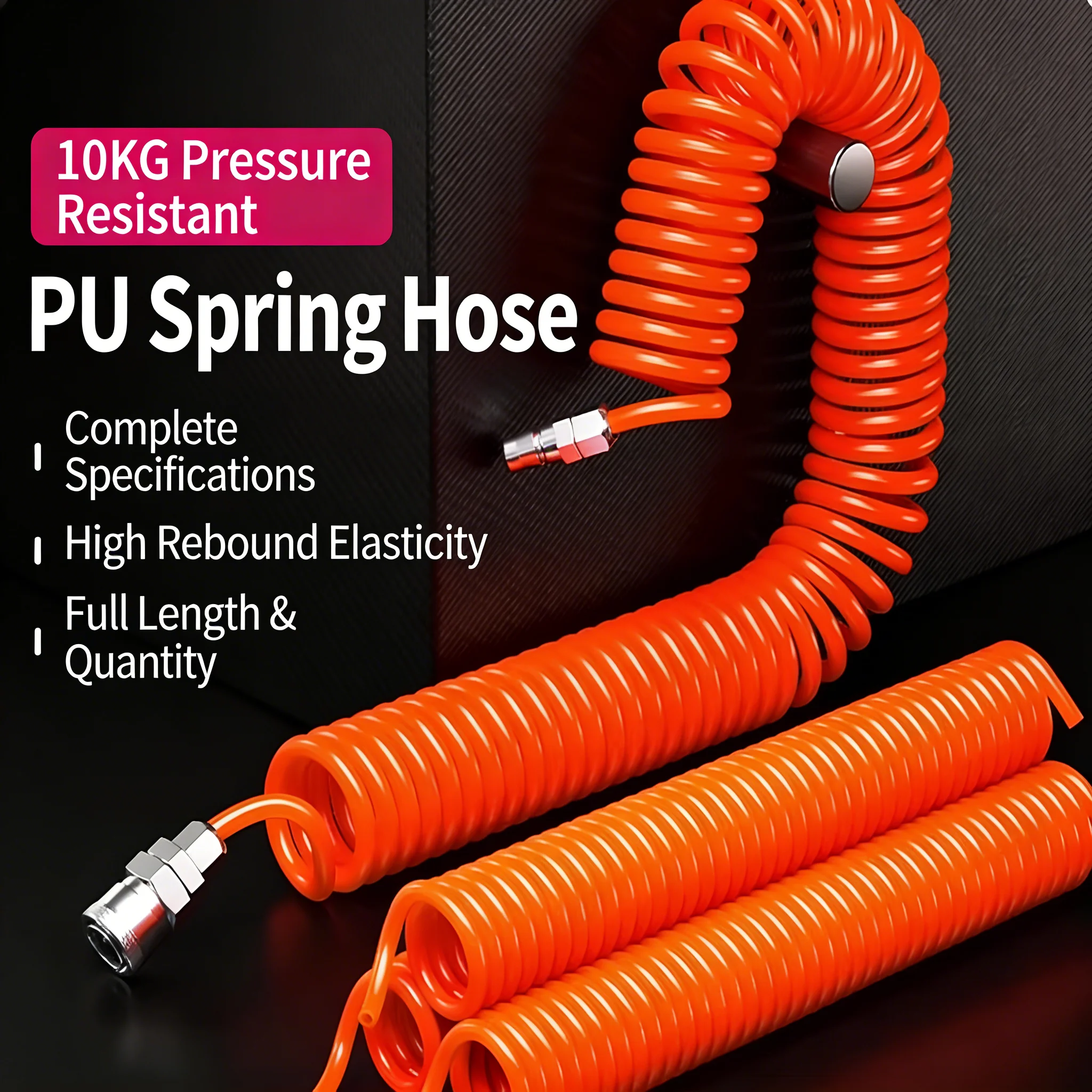 High Flexibility PU Spiral Pneumatic Hose 8x5mm 3M Retractable Spring Tube with SP20 PP20 Fitting for Air Compressor Power Tools