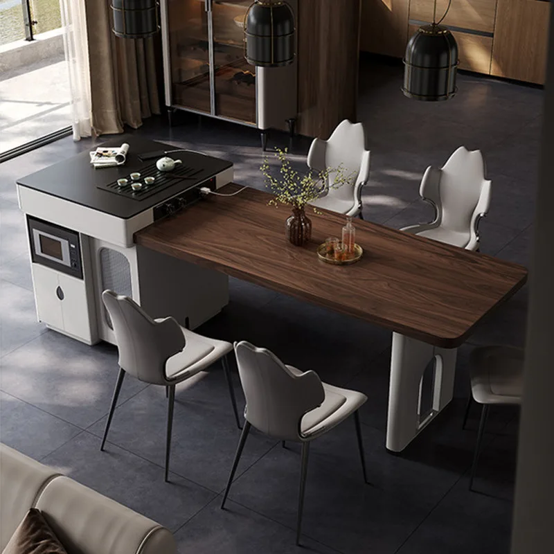 

Villa, high-end, new Chinese style, retractable, island, dining table, integrated