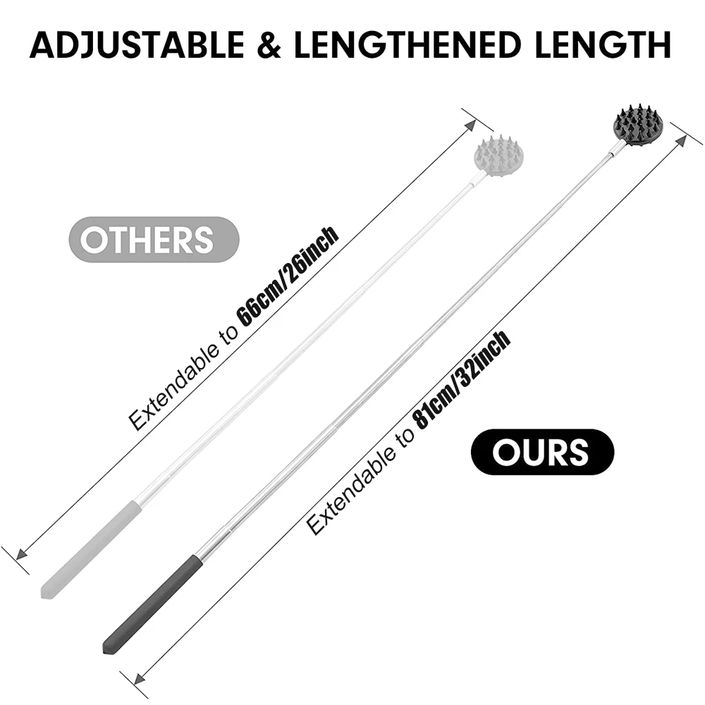 Telescoping Back Scratcher with 3Pcs Detachable Scratching Heads,Stainless Steel Extendable Backcratchers,Bear Claw Scratcher