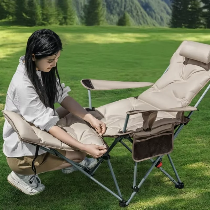 折りたたみ式リクライニングチェア、調節可能な背もたれと綿入り - Outdoor Camping Lounge Chairs のレビューと価格