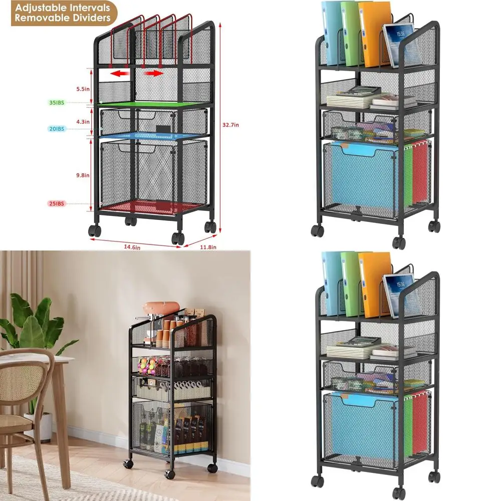 

Регулируемый картотечный шкаф формата Letter с 4-уровневым вертикальным хранением на колесиках с замком