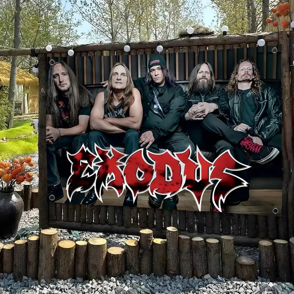 E-Exodus Heavy Rock Band Flags Custom Wall Hanging Background Art Banner For Bedroom Home Living Room Outdoor Decor