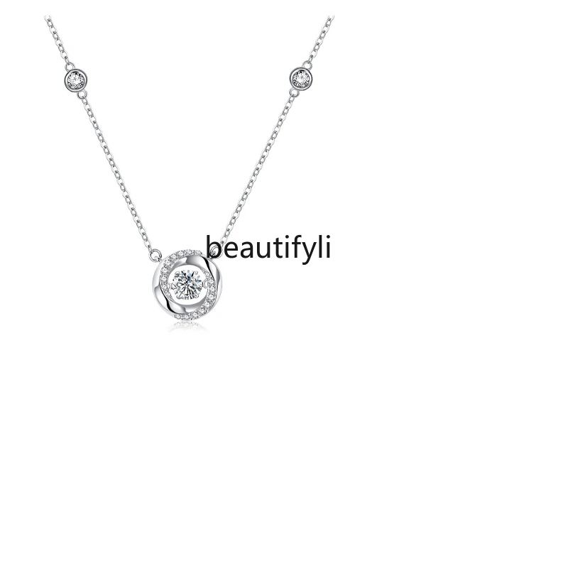 999 Sterling Silver Necklace for Women New Light Luxury Minority Pulsatile Heart 520 Gift