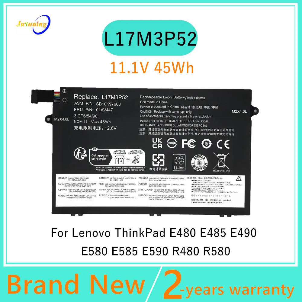 L17L3P51 L17C3P51 L17M3P51 L17M3P52 Laptop Battery For Lenovo ThinkPad E480 E485 E495 E580 E585 E490 E590 E595 R480 01AV445