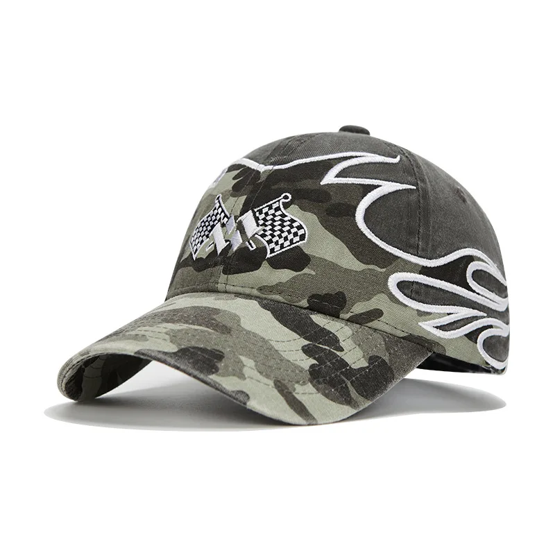 American High Street Baseball Cap For Women Deep Soft Top, Large Head Circumference, Flame Duckbill Hat For Men