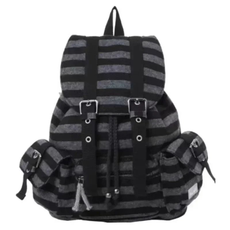 Women's Handbags Y2K Striped Backpacks Jeans Same Japan Korea Functional Casual Plaid Large Capacity Couple Crossbody Backpacks