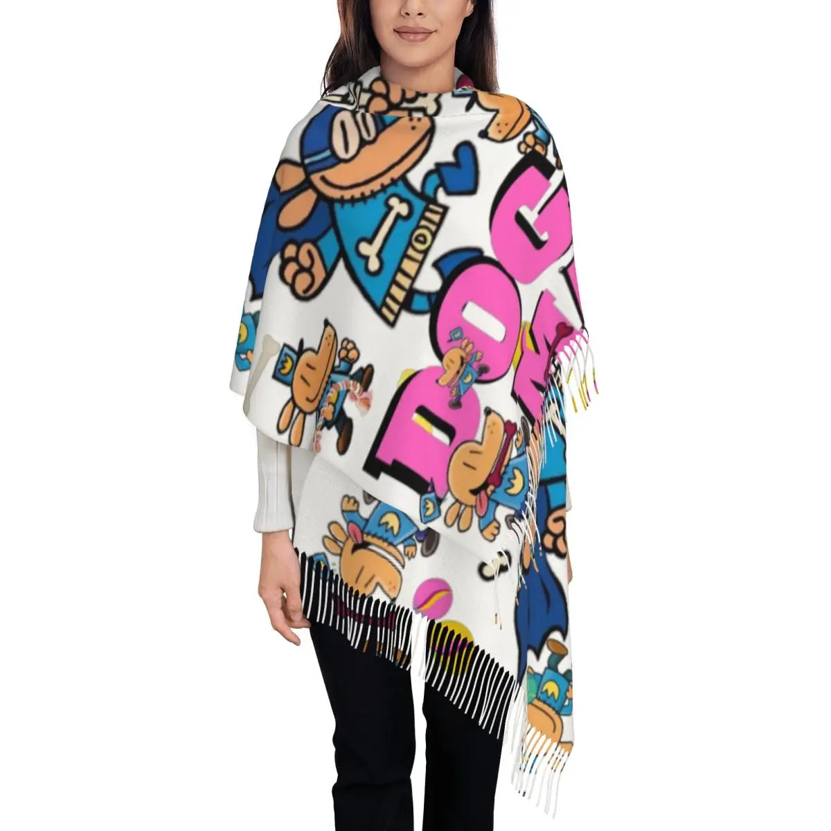 

Женский шарф с кисточкой Dogman, большая зимняя теплая шаль в стиле аниме и накидка, кашемировый шарф для собак и мужчин, подарки